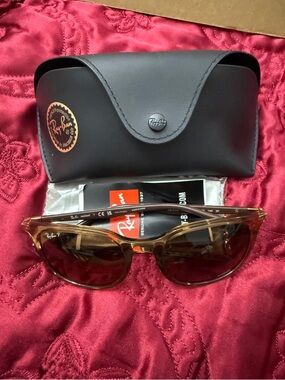 Ray-Ban Tortoise Translucent Frame Sunglasses with Brown Lenses